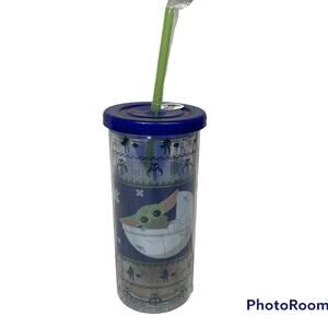 Star Wars 20oz Cup With Lid And Straw Baby Yoda Christmas Insulated Cup New
